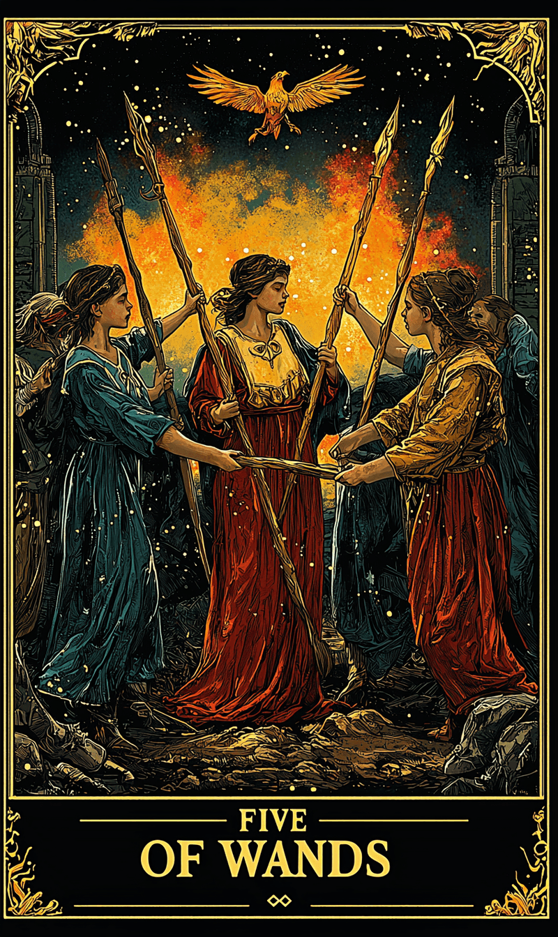 ห้าแห่งไม้เท้า (Five of Wands)