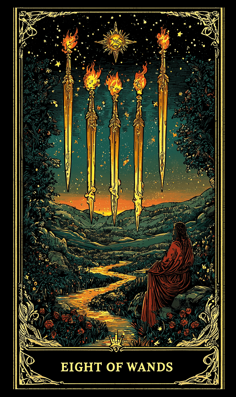 แปดแห่งไม้เท้า (Eight of Wands)